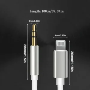 Adattatore da iOS a Cavo Aux Audio Jack 3.5mm per iPhone 14 13 12 11 X Nero