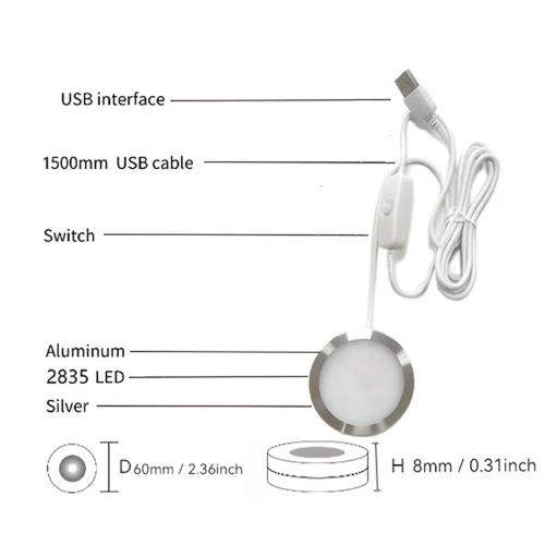 8mm luce LED sottilissima armadio camper veicoli montaggio solo luce