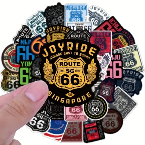 50pz adesivi vintage Route 66 stradale moto auto laptop bottiglie acqua