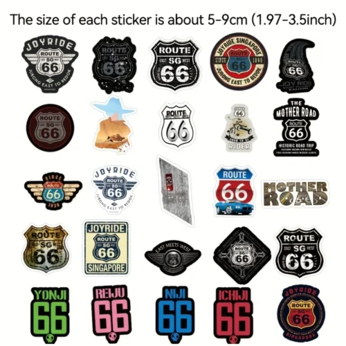 50pz adesivi vintage Route 66 stradale moto auto laptop bottiglie acqua