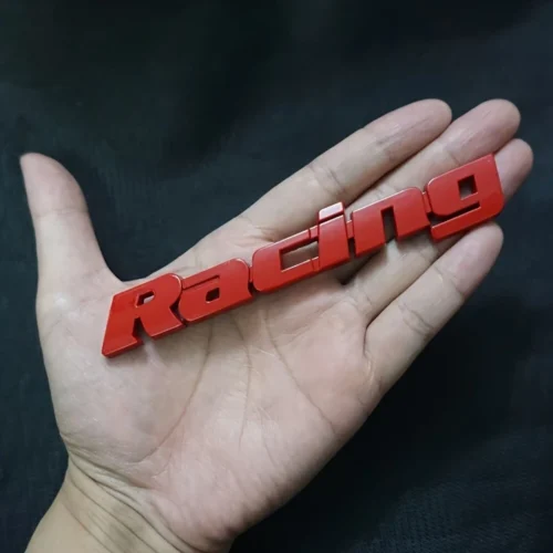 1pz adesivo metallo auto racing rosso decalcomania 3D bagagliaio universale
