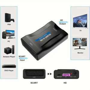 Adattatore Convertitore SCART a HDTV 1080P compatibile per TV HD decoder Sky