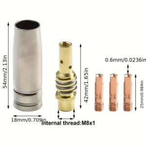 Set 5pz punte contatto consumabili saldatura MIG MB15 15AK ugelli 0.8mm
