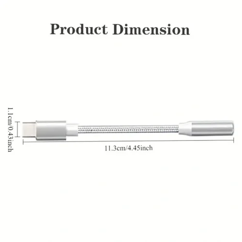 Adattatore da USB Tipo C a Jack per Cuffie 3.5mm Cavo per Dongle da USB C a Aux