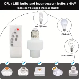 Portalampada Vite E27 Telecomando Bianco 85-265V Facilità Smart Home