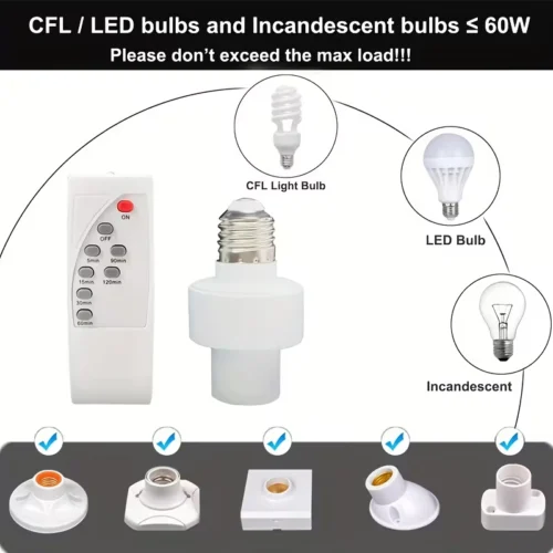 Portalampada Vite E27 Telecomando Bianco 85-265V Facilità Smart Home