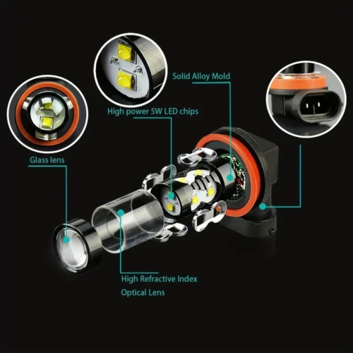 1pz lampada LED antinebbia H11 H8 50W 6000K guida DRL bianco