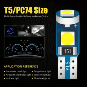 10pz lampadine LED T5 W3W W1.2W 12V canbus bianche cruscotto