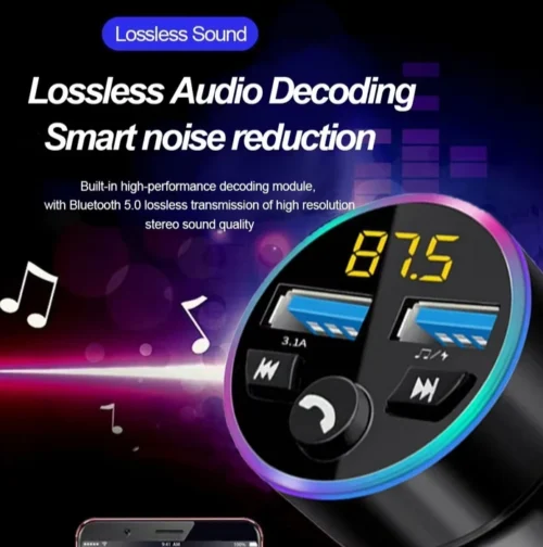 trasmettitore FM con 2 porte di ricarica USB Wireless Bluetooth 5.0 vivavoce