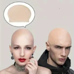 Cappello finto capo calvo nylon ricci leggero unisex feste trucco