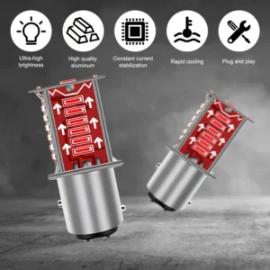 2pz luci targa 1157 BAY15D 30SMD rosse silicone canbus moto
