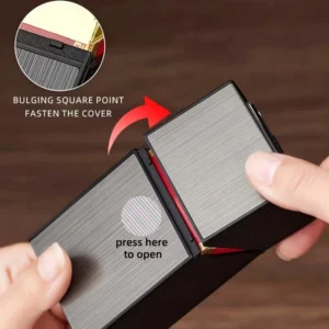 Accendino Ricaricabile Nero Portasigarette Antivento Impermeabile 20 Sigarette