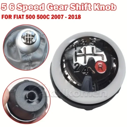 Pomello per FIAT 500 500c 2007-2018 Manuale Leva Cambio 5 Velocità Argento