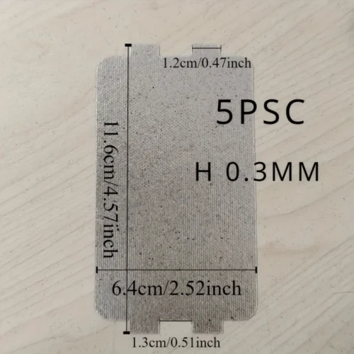5pz fogli mica torbida ricambio isolamento microonde 116x64x0.3mm