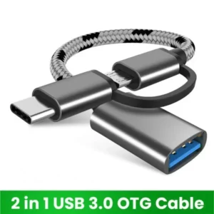 CAVO ADATTATORE OTG 2 IN 1 TRECCIA DI NYLON USB 3.0 A MICRO USB/USB-C TIPO C