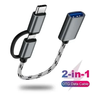 CAVO ADATTATORE OTG 2 IN 1 TRECCIA DI NYLON USB 3.0 A MICRO USB/USB-C TIPO C