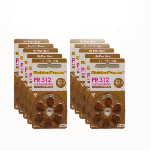 6pz batterie acustiche PR312 zinco-aria lunga durata senza mercurio