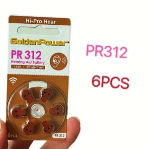 6pz batterie acustiche PR312 zinco-aria lunga durata senza mercurio
