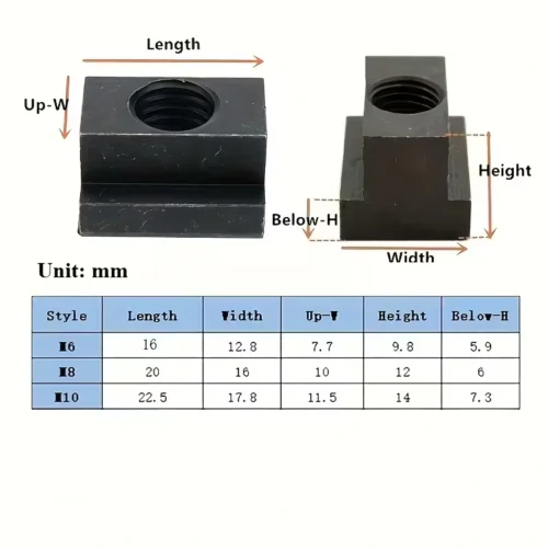 2pz dadi a T zincati M10 filettatura destra carbonio nero CNC