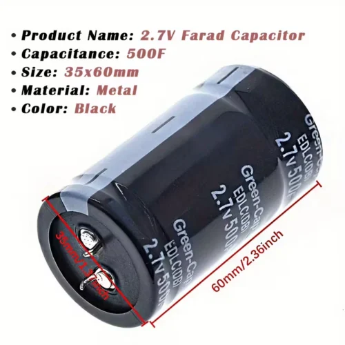 1 pezzo condensatore farad nero 35x60mm 2.7V 500F raddrizzatori