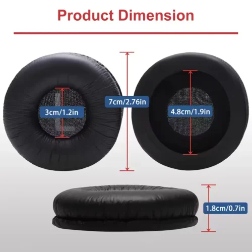 1paio cuscini auricolari per JBL T500BT T450 510BT 70mm pelle artificiale