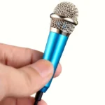 Mini microfono 3.5mm ARGENTO portatile karaoke voce streaming senza batteria