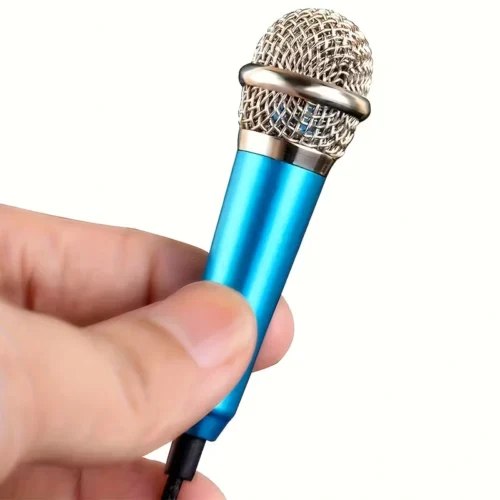 Mini microfono 3.5mm ARGENTO portatile karaoke voce streaming senza batteria