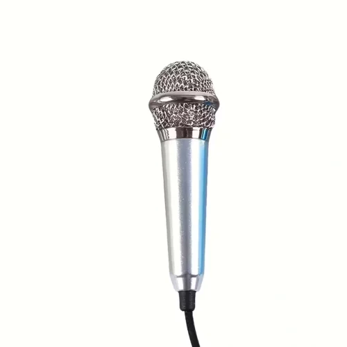 Mini microfono 3.5mm ARGENTO portatile karaoke voce streaming senza batteria