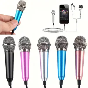 Mini microfono 3.5mm ARGENTO portatile karaoke voce streaming senza batteria