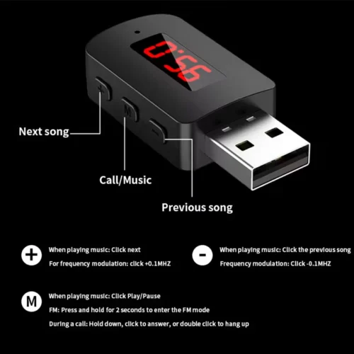 Adattatore wireless auto trasmettitore audio radio FM USB alimentazione