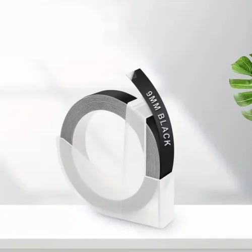 Nastro etichette plastica 9mm per Dymo Motex adesivo forte resistente acqua NERO