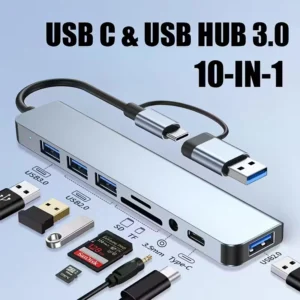 Hub multifunzione con porte USB e Tipo C, USB 3.0 + USB-C + SD/TF + Audio 3.5mm