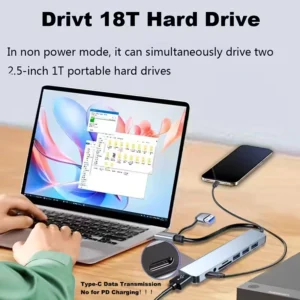 Hub multifunzione con porte USB e Tipo C, USB 3.0 + USB-C + SD/TF + Audio 3.5mm