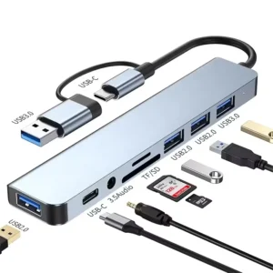 Hub multifunzione con porte USB e Tipo C, USB 3.0 + USB-C + SD/TF + Audio 3.5mm
