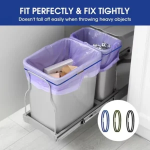 3pz elastici secchielli 13-363L fascette colorate sacchetti spazzatura