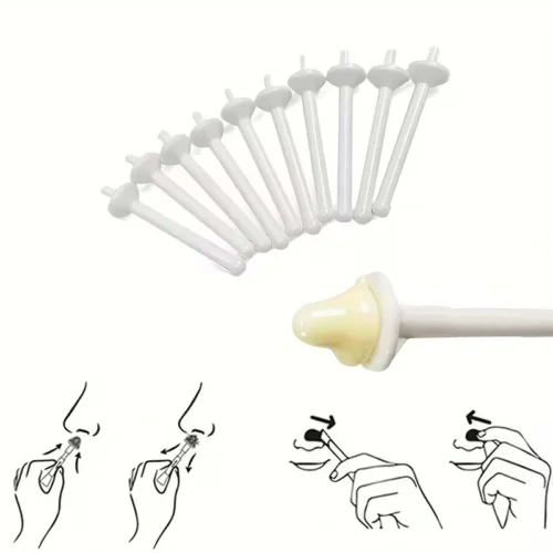 Set 10pz bastoncini cera monouso peli naso orecchie plastica bianca