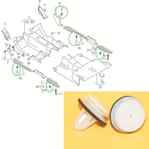 25x clip fissaggio piastra porta per VW Lupo Seat Touran 6X0867300A