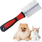 PETTINE A RASTRELLO PER CANI A PELO LUNGO CORTO DOPPIA FILA DI DENTI IN ACCIAIO