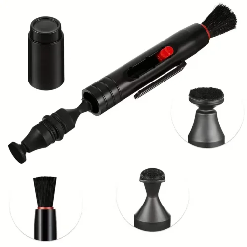 1x Strumento Pulizia Lenti Sistema Compatto Nero Rosso Portatile