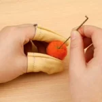 3paia Protettori Dita Finta Pelle Cucito Feltratura Maglieria Protezione NERE