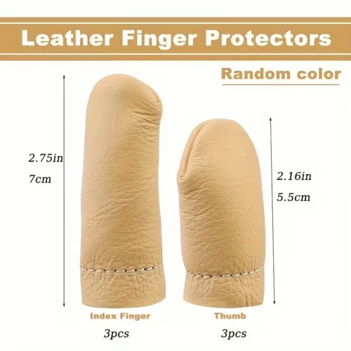 3paia Protettori Dita Finta Pelle Cucito Feltratura Maglieria Protezione NERE