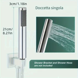 Spruzzatore Acqua Calda Mano Cromato Alta Pressione Acciaio Inox Doccia Bagno