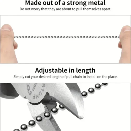 Set Catene Ventilatore Soffitto Estensione Rame 3mm 120” 12 Connettori Argento