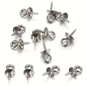 50pz Perni Vite 4mm Acciaio Inox Ciondoli Fai Da Te Bracciali Collane Orecchini