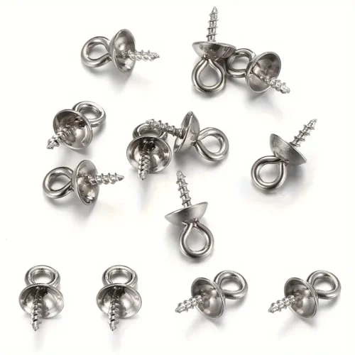 50pz Perni Vite 4mm Acciaio Inox Ciondoli Fai Da Te Bracciali Collane Orecchini