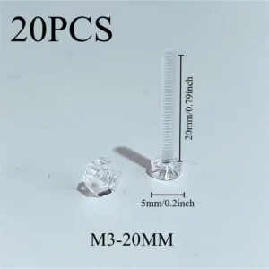 20pz Viti Dadi M3 Trasparenti Phillips Piatta Antiruggine Fissaggio Sicuro
