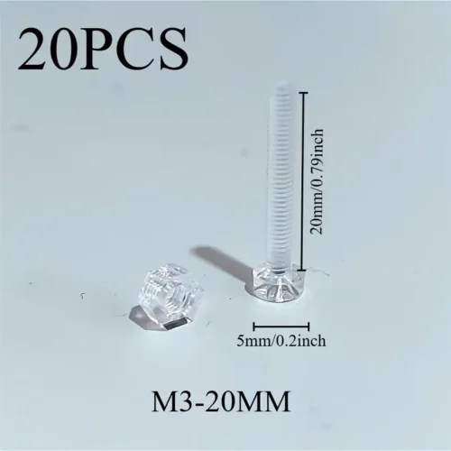 20pz Viti Dadi M3 Trasparenti Phillips Piatta Antiruggine Fissaggio Sicuro