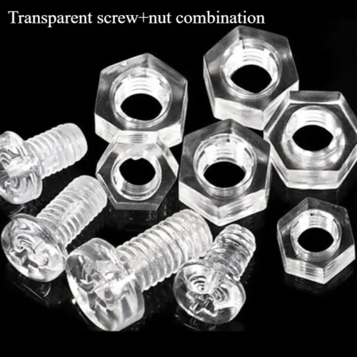 1405-1.webp 20pz Viti Dadi M5 Trasparenti Phillips Piatta Antiruggine Fissaggio Sicuro