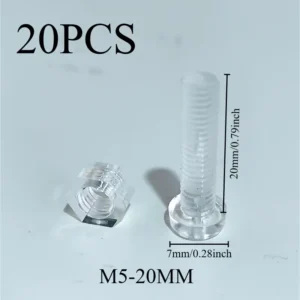 20pz Viti Dadi M5 Trasparenti Phillips Piatta Antiruggine Fissaggio Sicuro