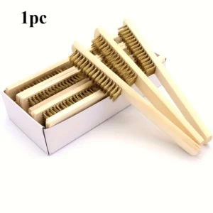 Spazzola Filo Ottone 6x16 Manico Legno Lucidatura Levigatura Pulizia Auto